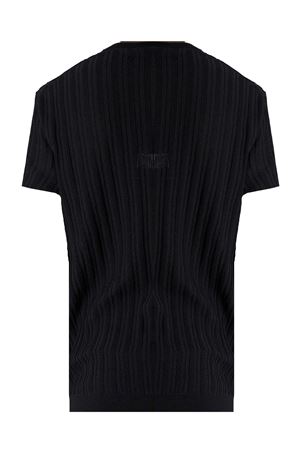 T-shirt in maglia di cotone a coste nera LOW BRAND | LM26012D001